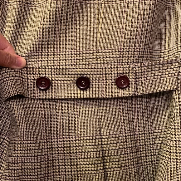 AK Wool Blend Plaid Blazer/Buttoned Back Belt/Multipurpose Pockets. Size 10 - Picture 2 of 13